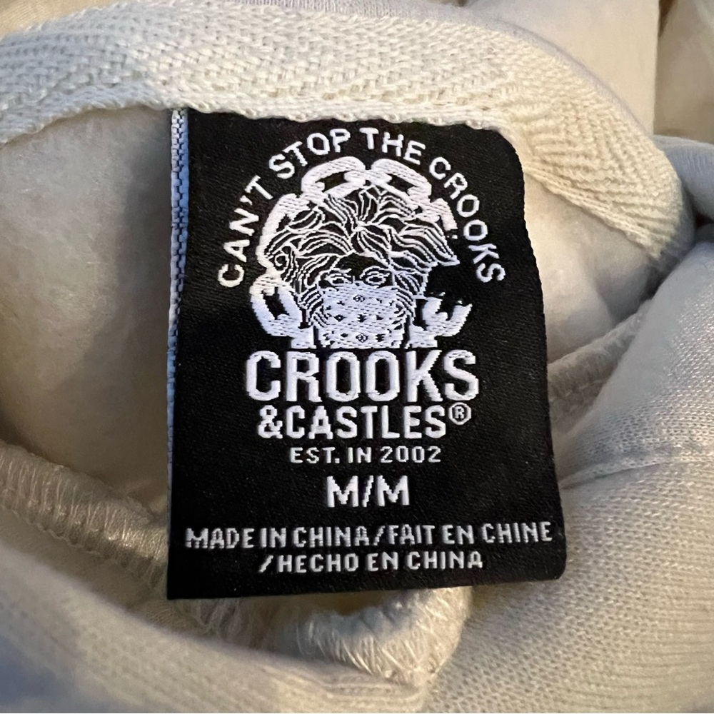Crooks & Castles Skullbunny Cream Hoodie with Green Herb Design - Picture 6 of 7
